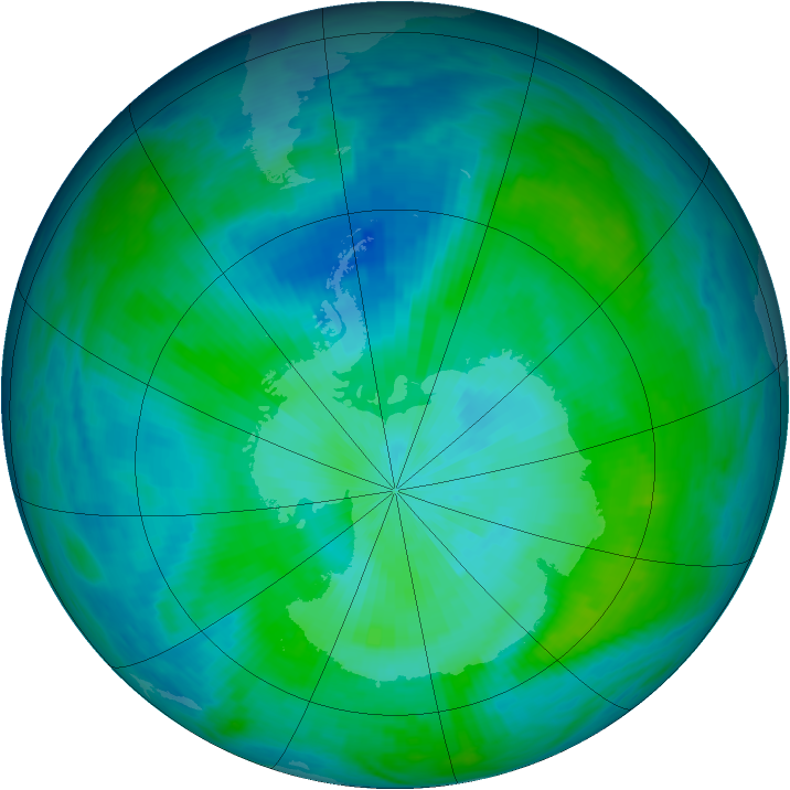 Antarctic ozone map for 26 February 1987